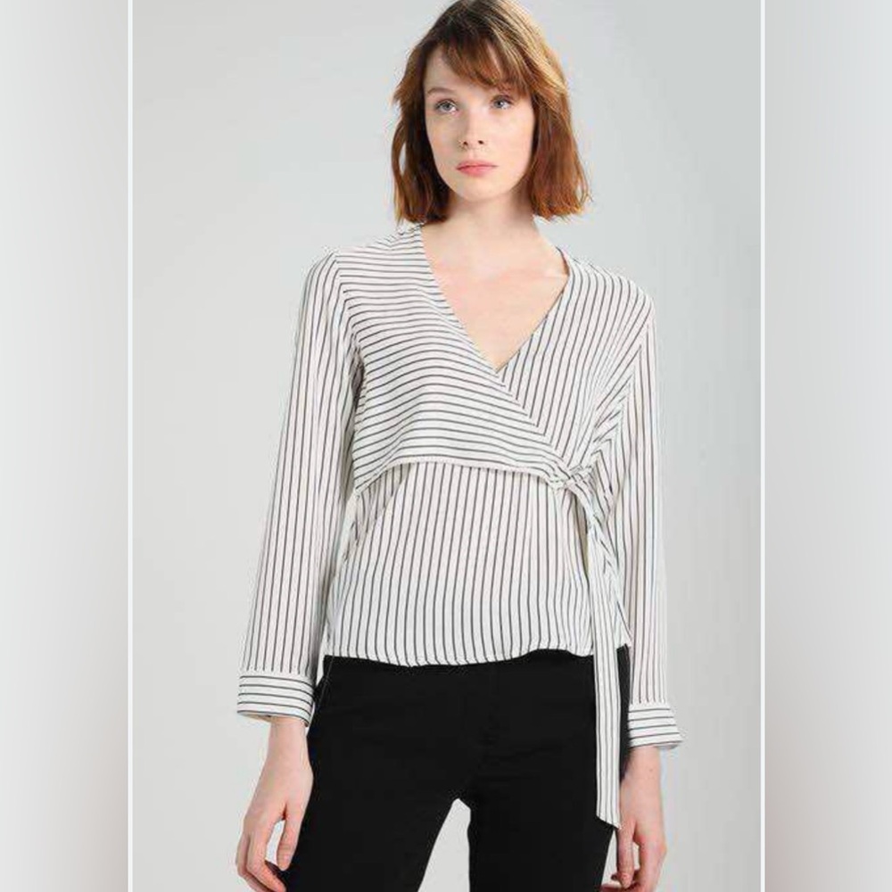 Topshop striped wrap top